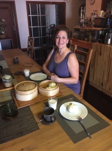 Breakfast - Day 1 - Steamed dumplings with three different fillings.